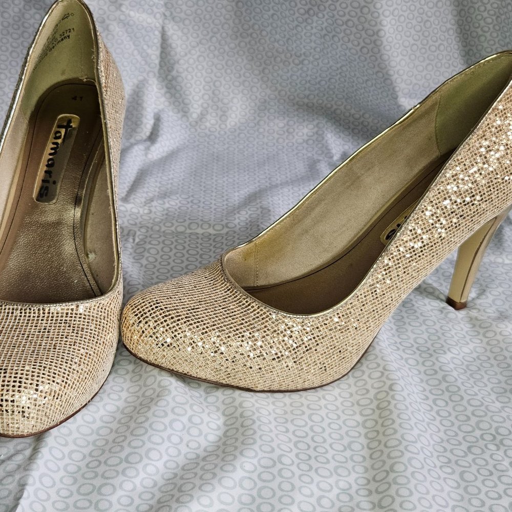 Gold Pumps size 10 with 4 inch heels